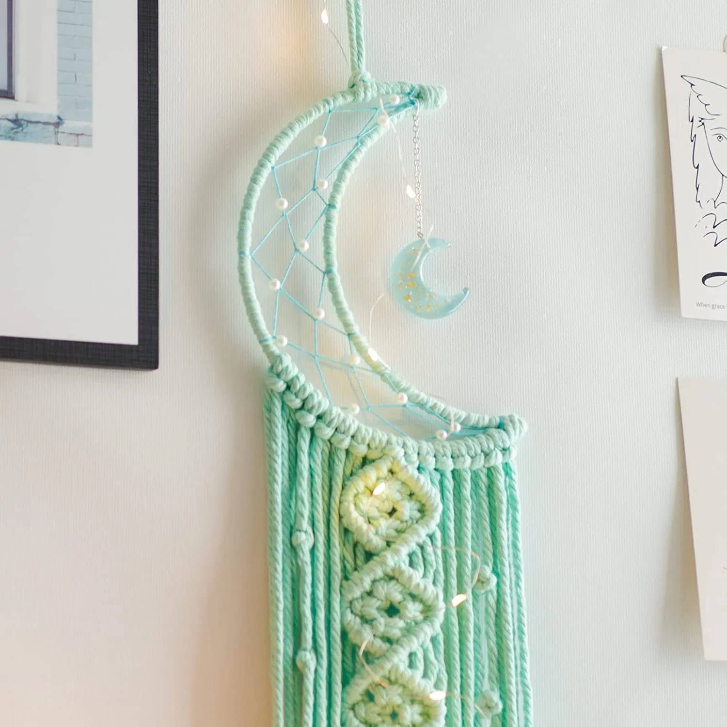 Green Pastel Moon Dreamcatcher