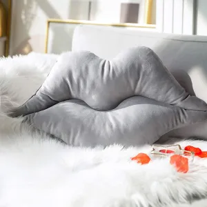 Grey Lips Pillow