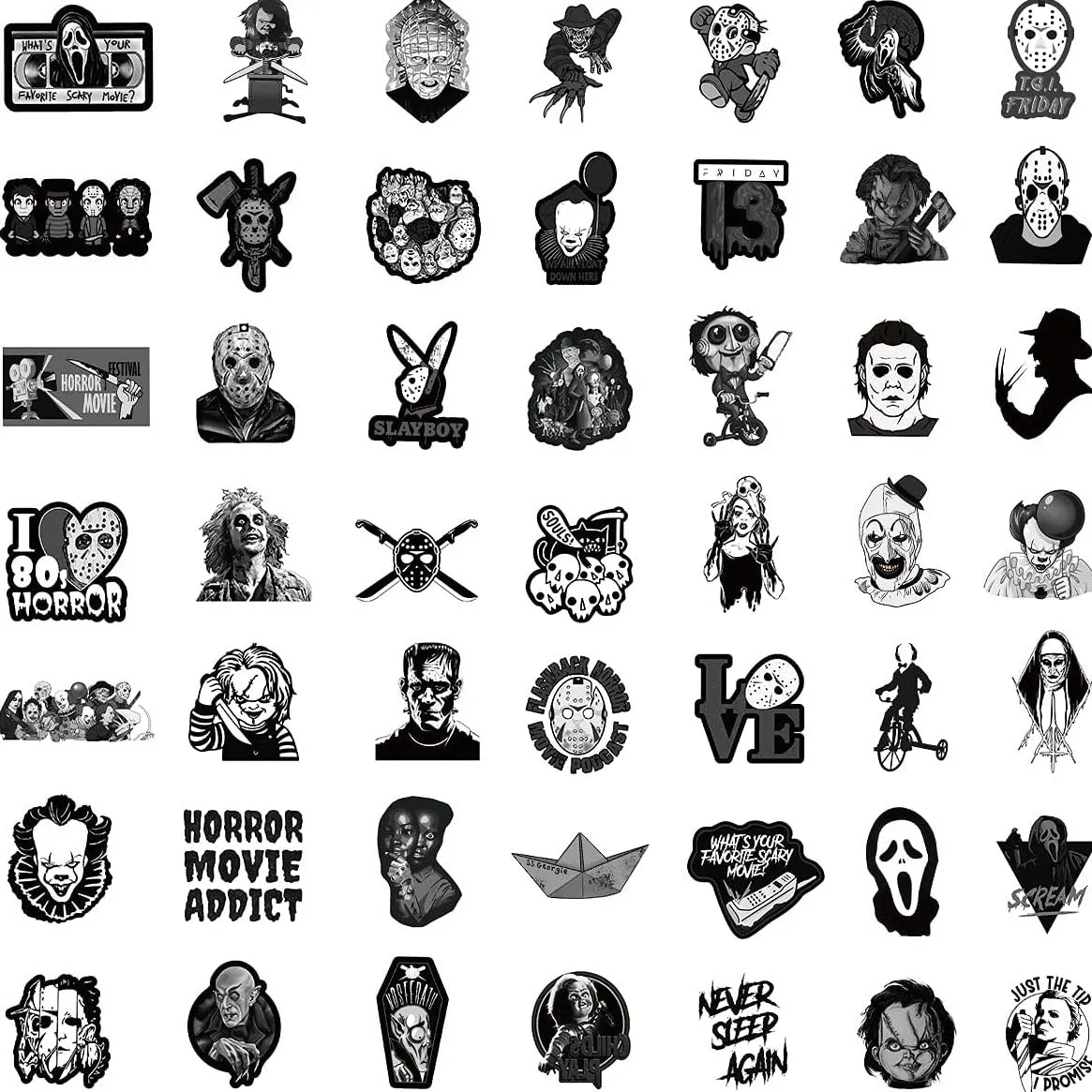 Horror Villain Black Sticker Pack