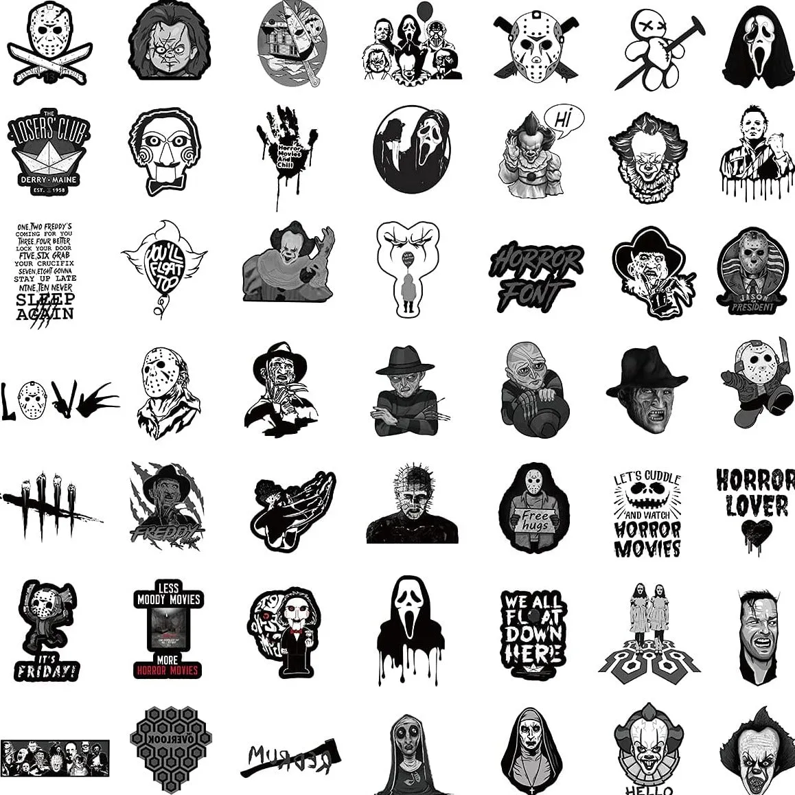 Horror Villain Black Sticker Pack