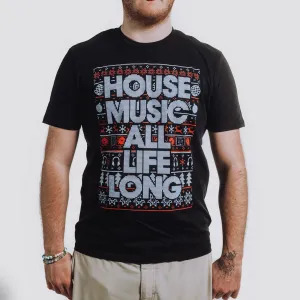 House Music All Life Long Red Christmas Knit T-Shirt