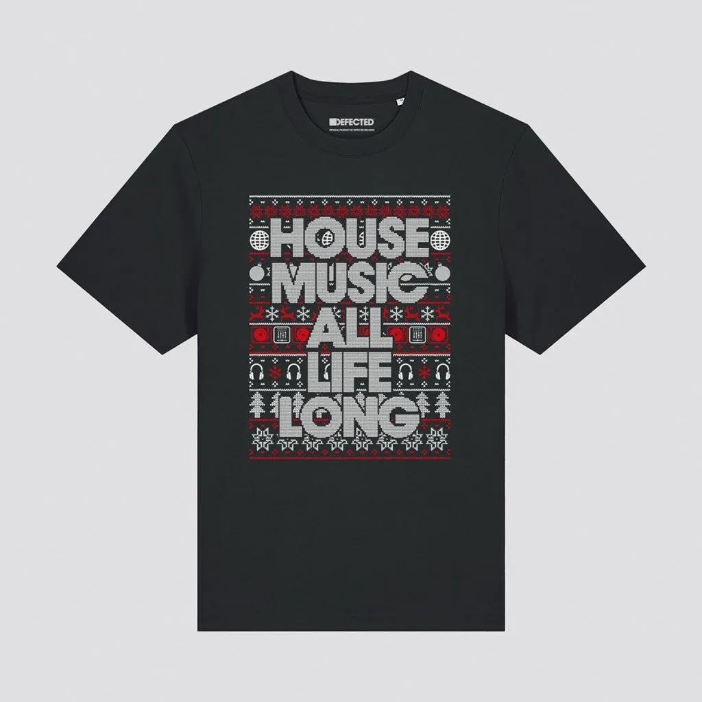 House Music All Life Long Red Christmas Knit T-Shirt