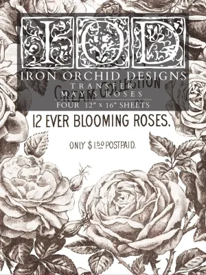 IOD May's Roses Decor Transfer - Iron Orchid Designs