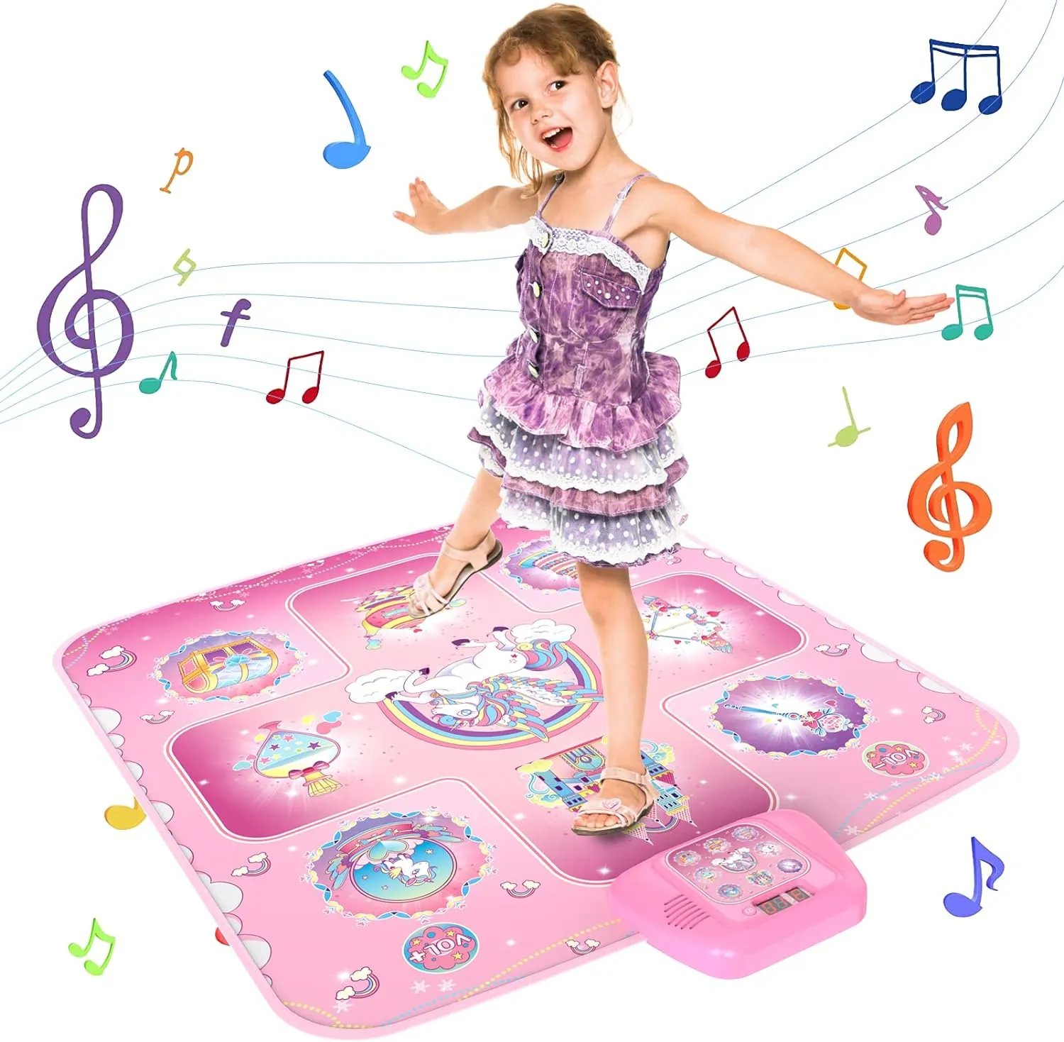 ITEM# 0196   Dance Mat - Unicorn Toy for Electronic Dance Pad with 5 Game Modes, Built-In Music, Touch Sensitive Light Up LED Musical Mat (Watch Video)