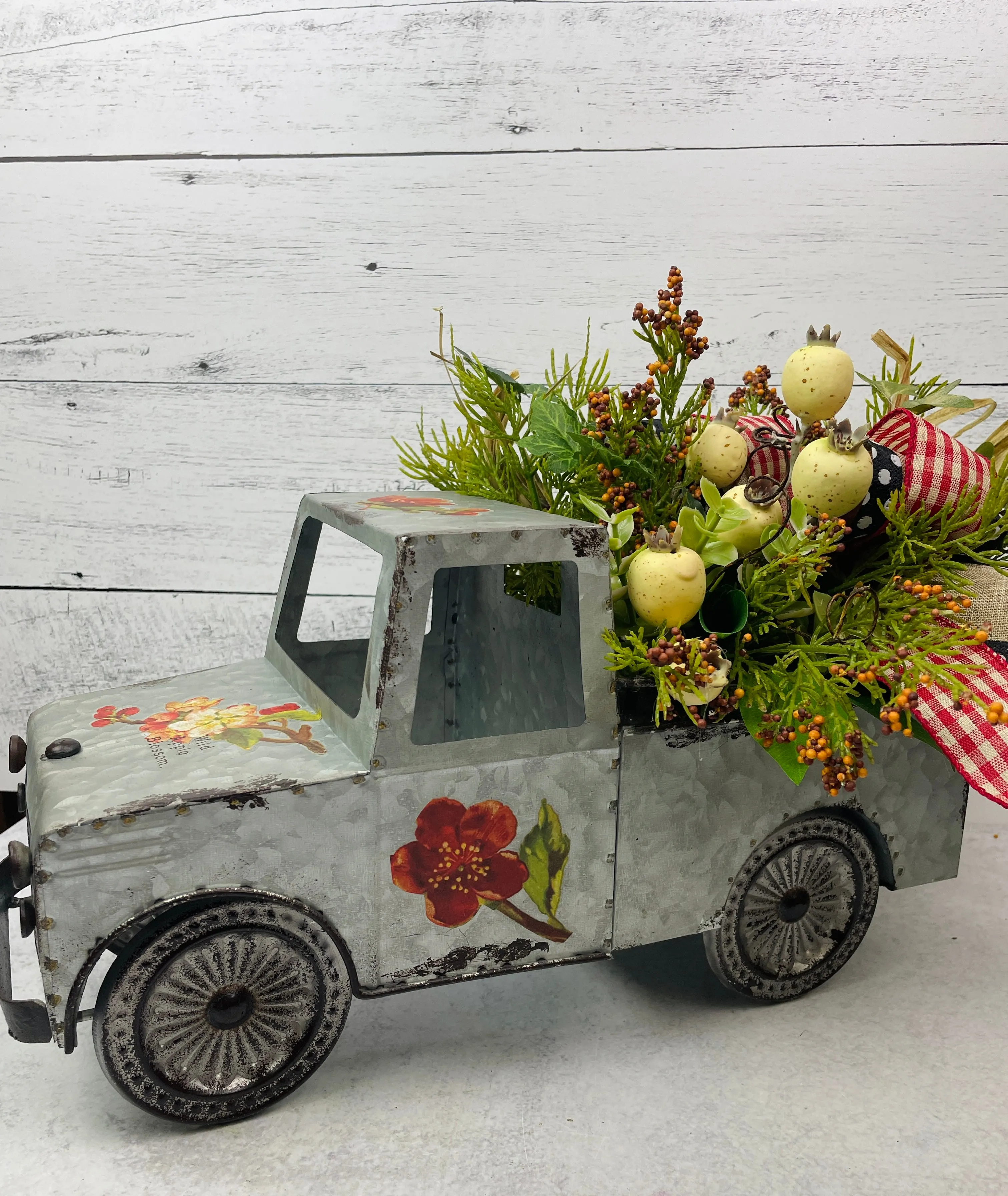 Metal truck floral arrangement