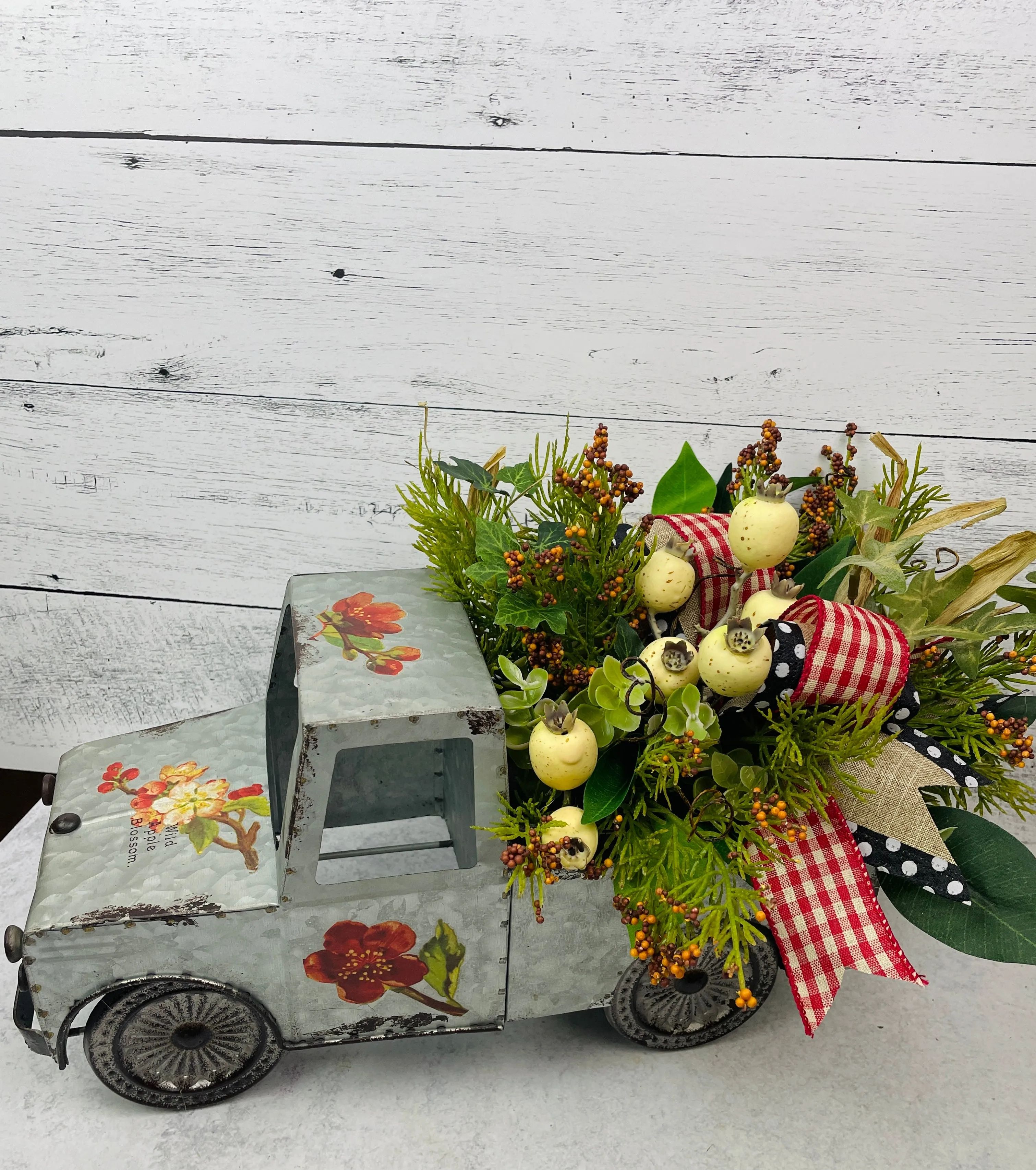 Metal truck floral arrangement