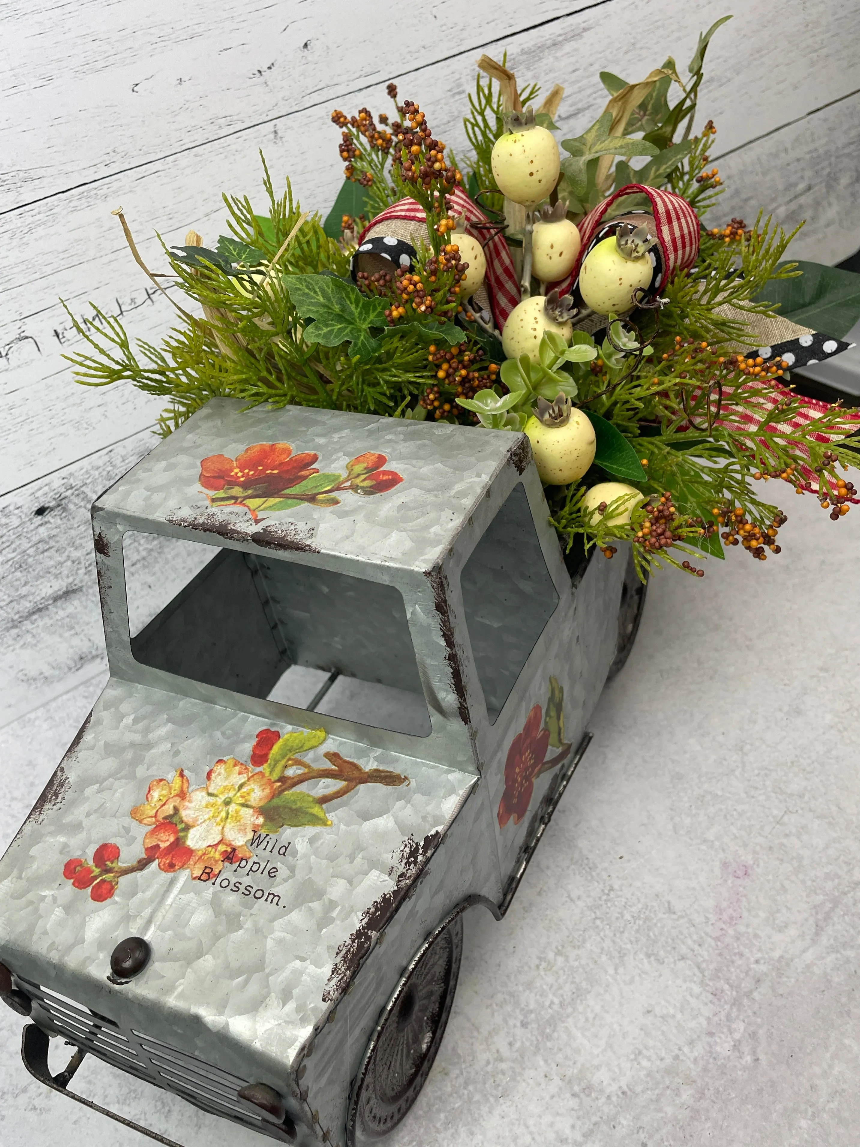 Metal truck floral arrangement