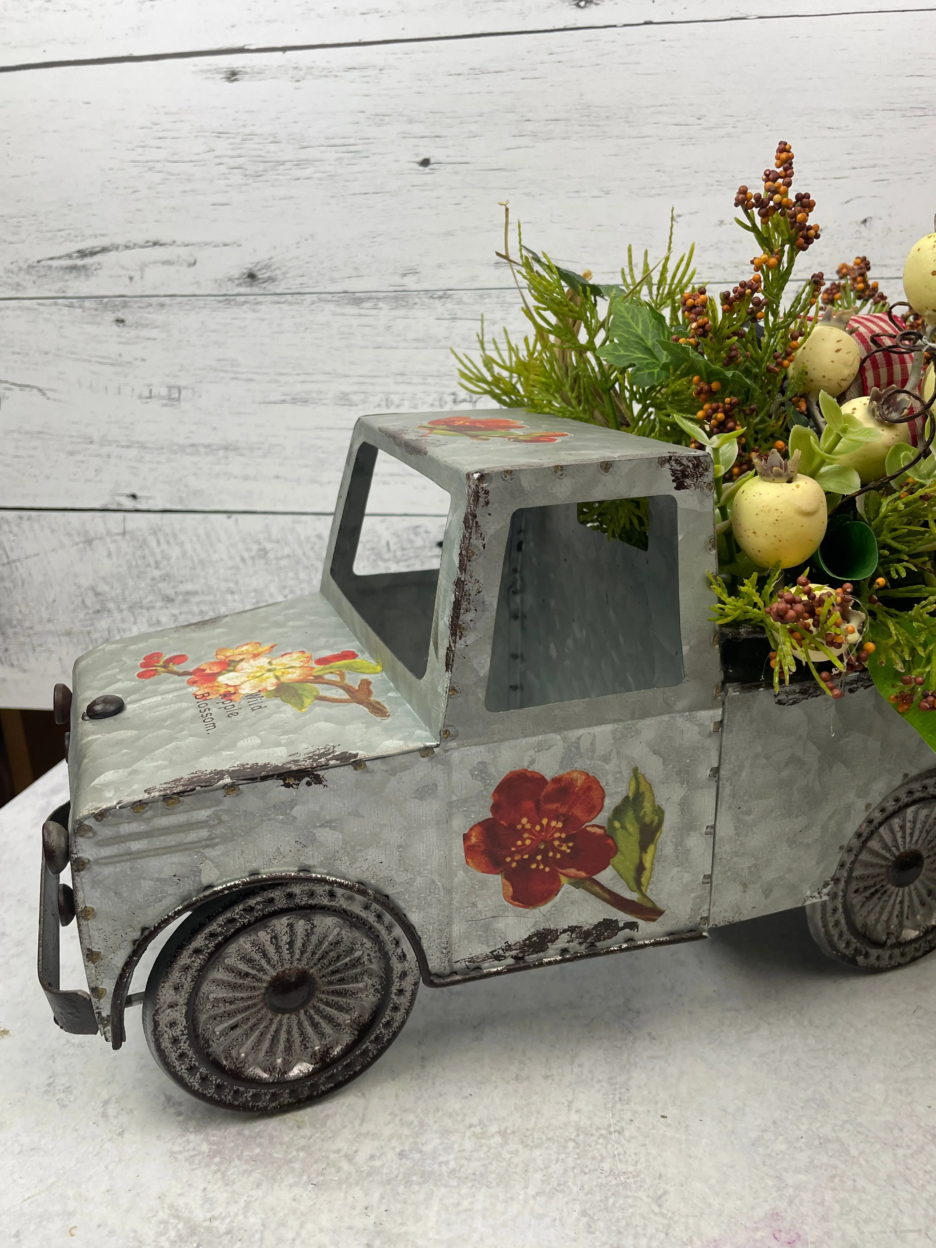 Metal truck floral arrangement