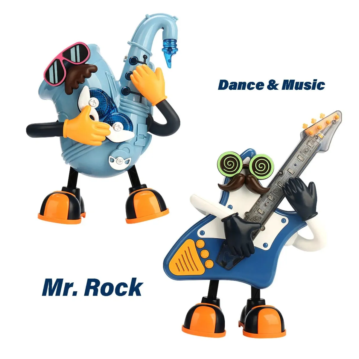 Mr. Rock Guitar Dancing with Lights and Music