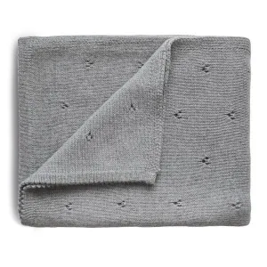 Mushie Knitted Pointelle Baby Blanket- Grey Melange