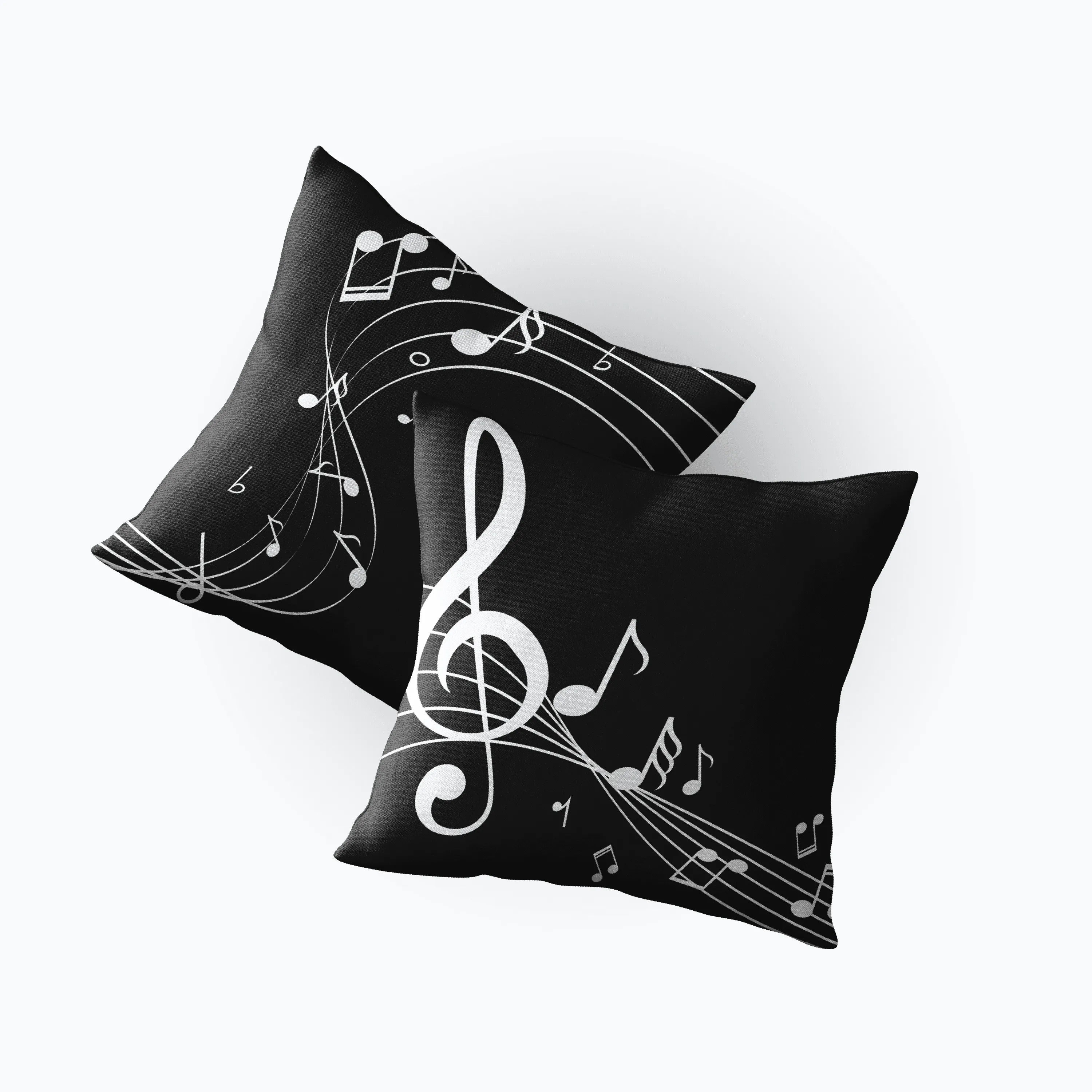 Music Themed Cushion Cover - Black and White