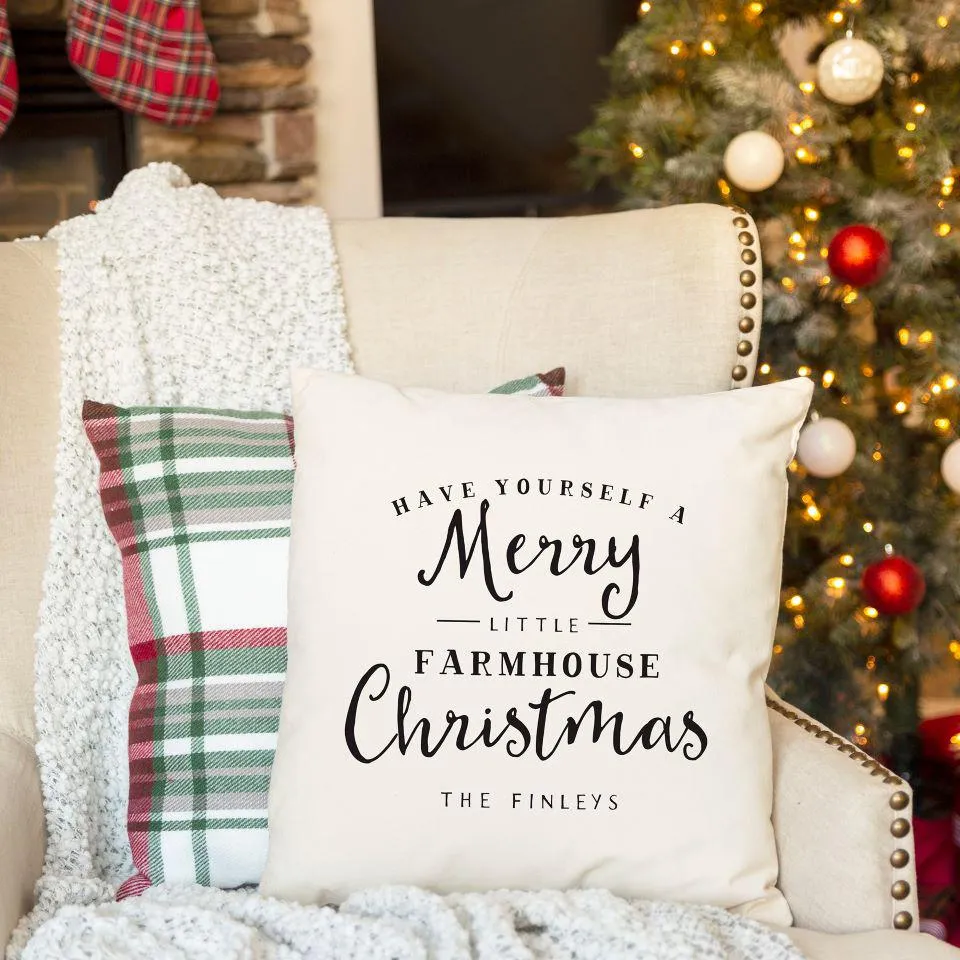 Personalized Farmhouse Christmas Throw Pillow Covers