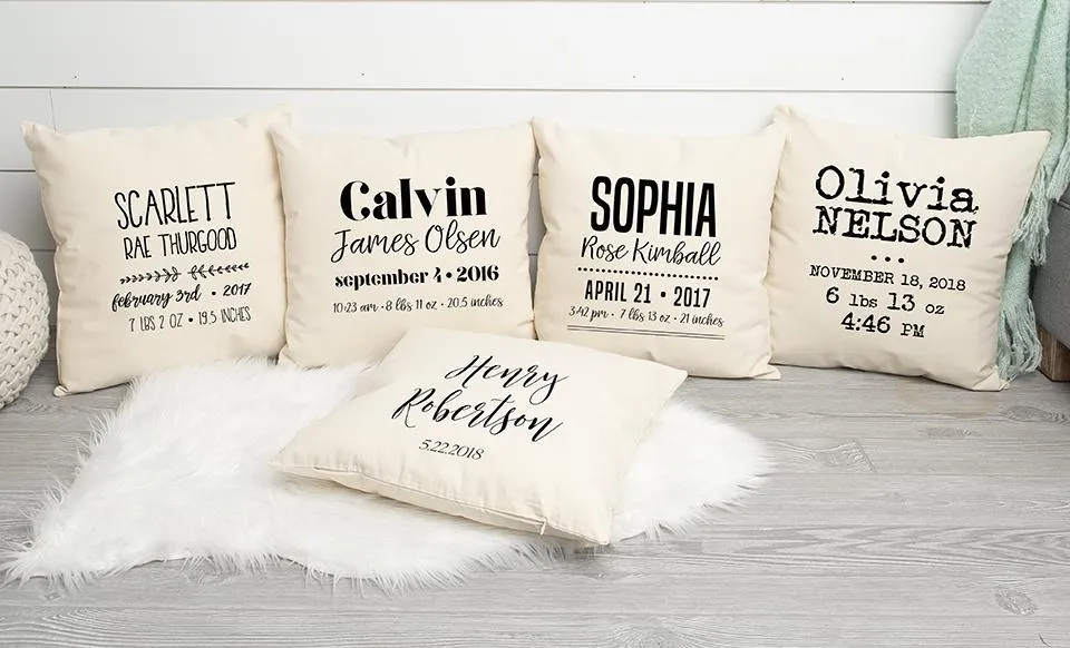 Personalized Welcome Baby Throw Pillow Covers