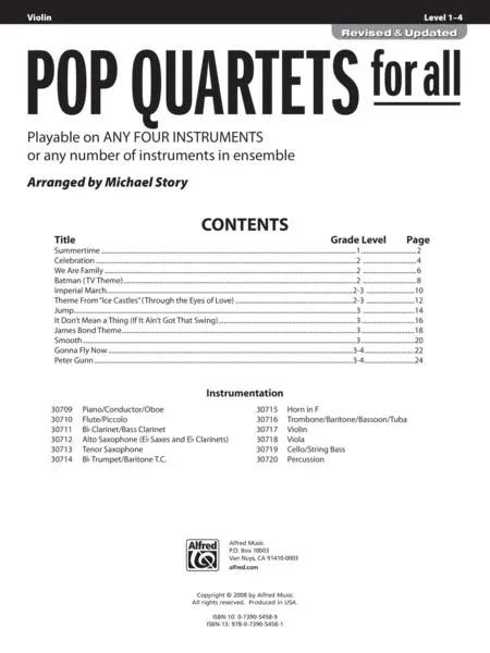 Pop Quartets for All - Violin