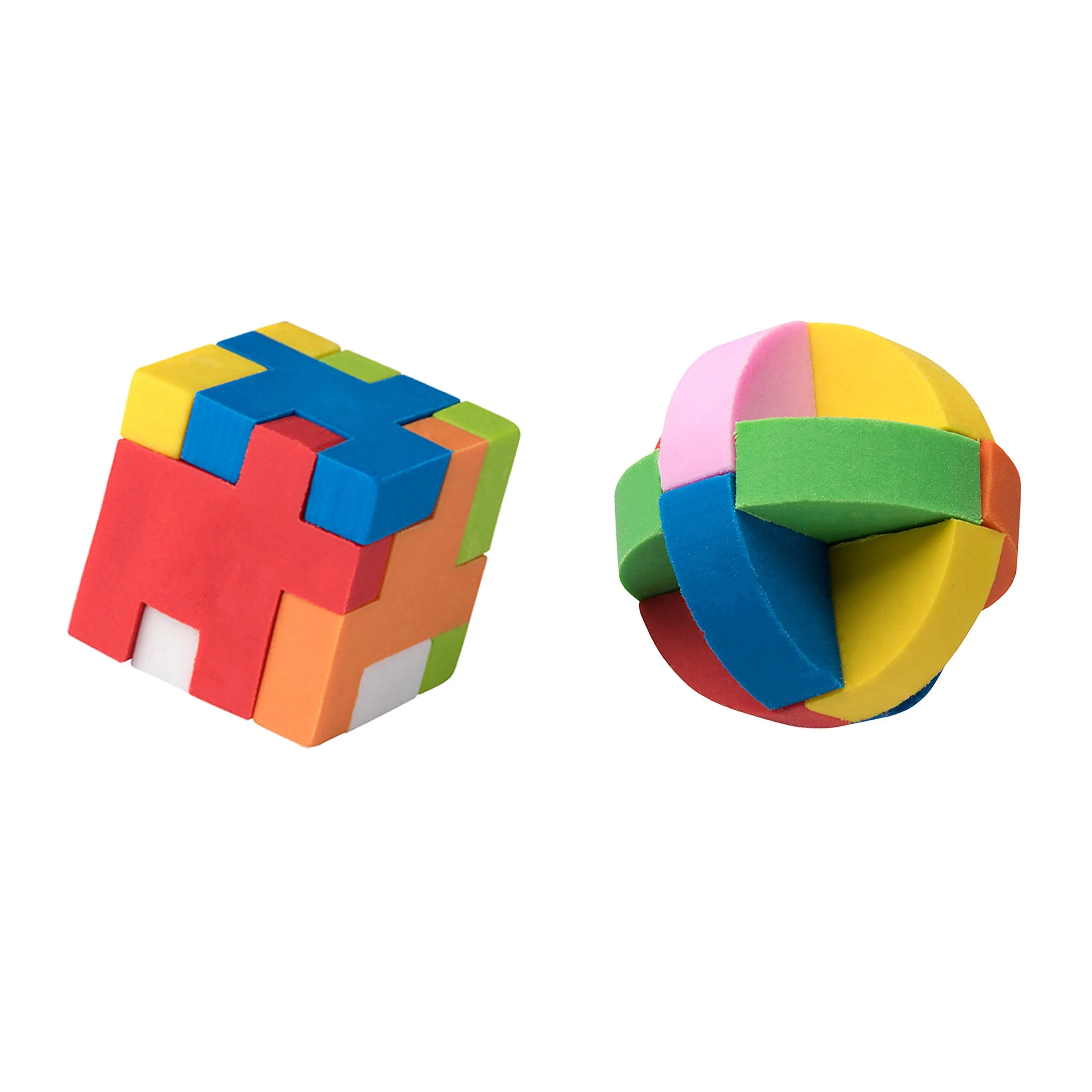 Puzzle Erasers - Individually Wrapped Goody Bag Party Favor And Stocking Stuffers Pencil Eraser - 6 Balls And 6 Cubes