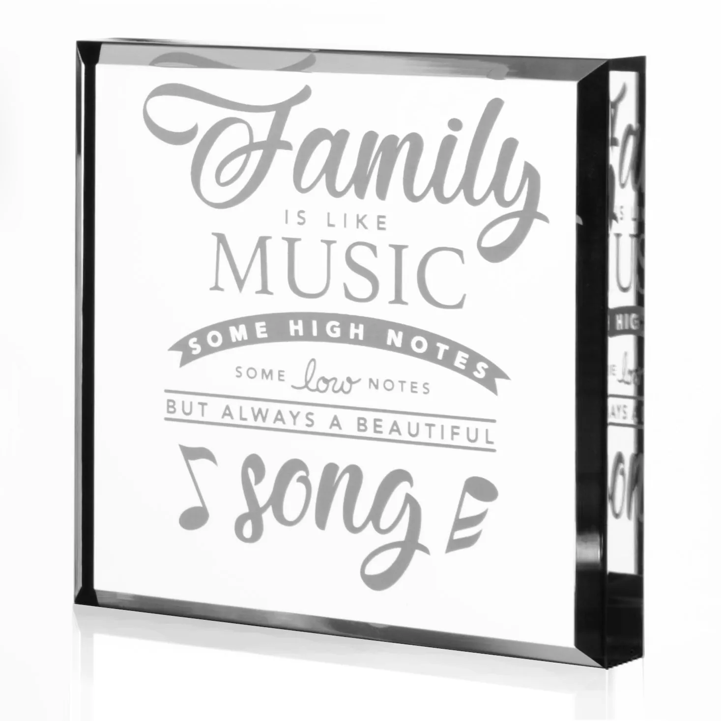 "Family is Like Music" Crystal Paperweight