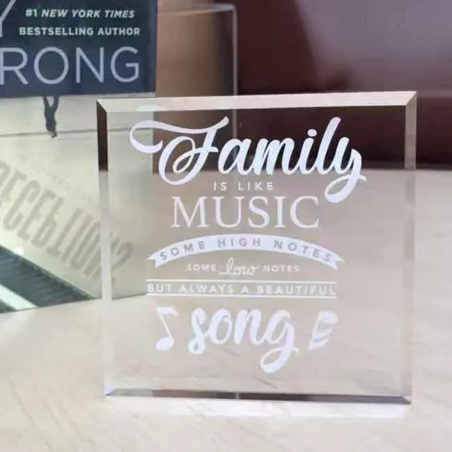 "Family is Like Music" Crystal Paperweight