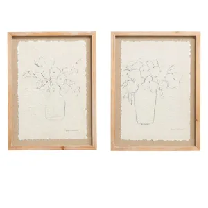 Raz Imports 2024 Natural Appeal 16" Vase Sketch Framed Wall Art, Asst of 2