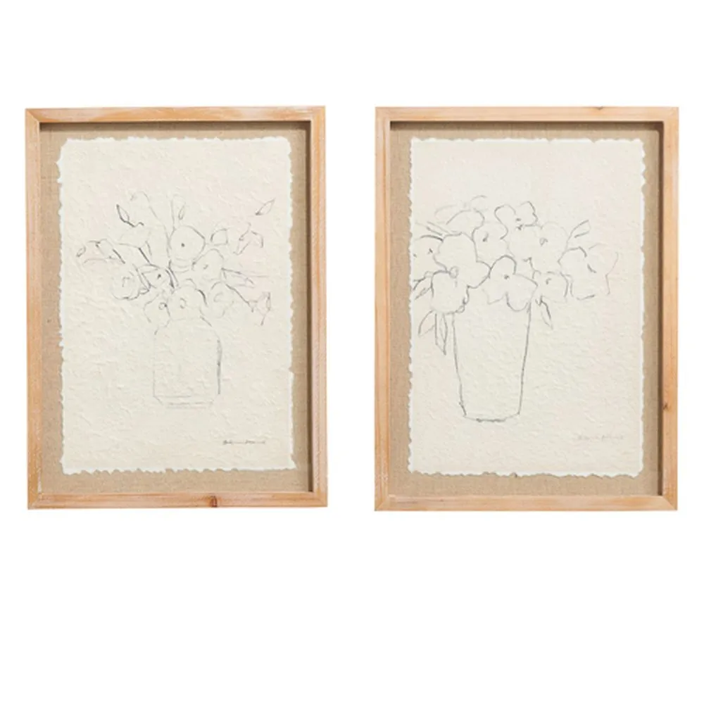 Raz Imports 2024 Natural Appeal 16" Vase Sketch Framed Wall Art, Asst of 2