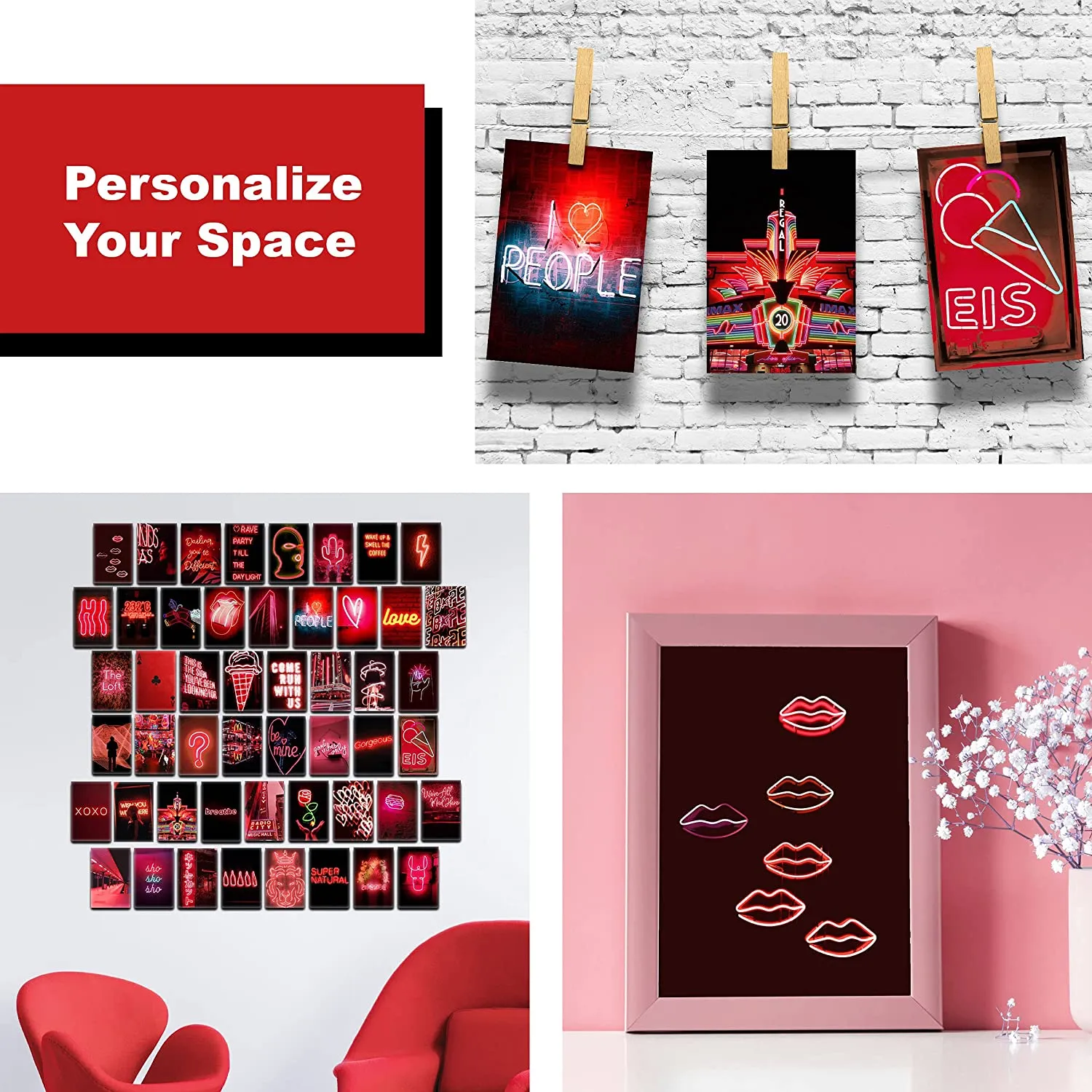 Red E-Girl Wall Collage Kit