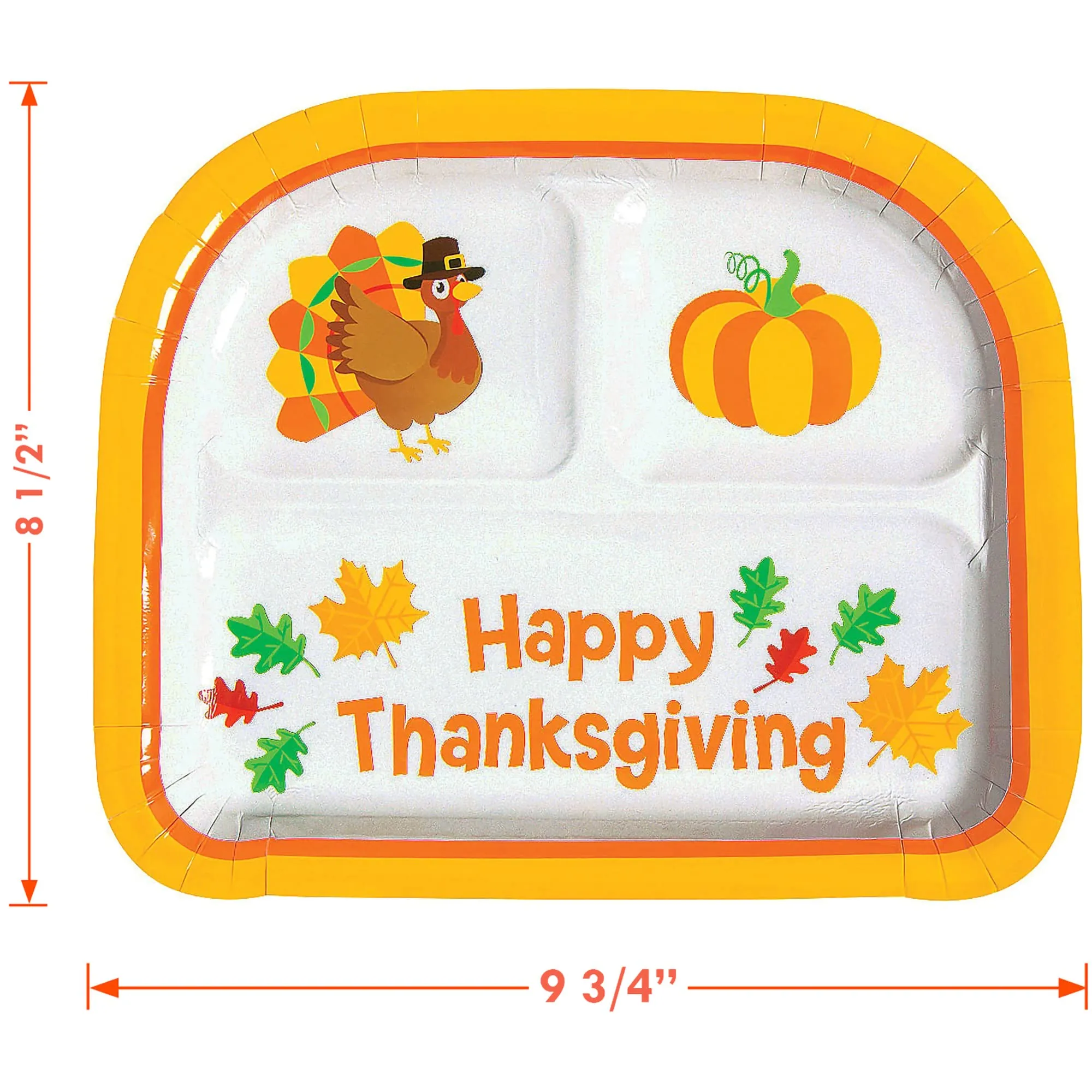 Thanksgiving Fun Sectioned Paper Dinner Plates and Beverage Napkins - Thanksgiving Party Supplies for Meals and Desserts (Serves 16)