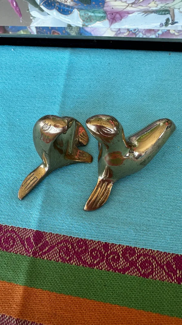 Vintage Brass Seal Figurines, Pair