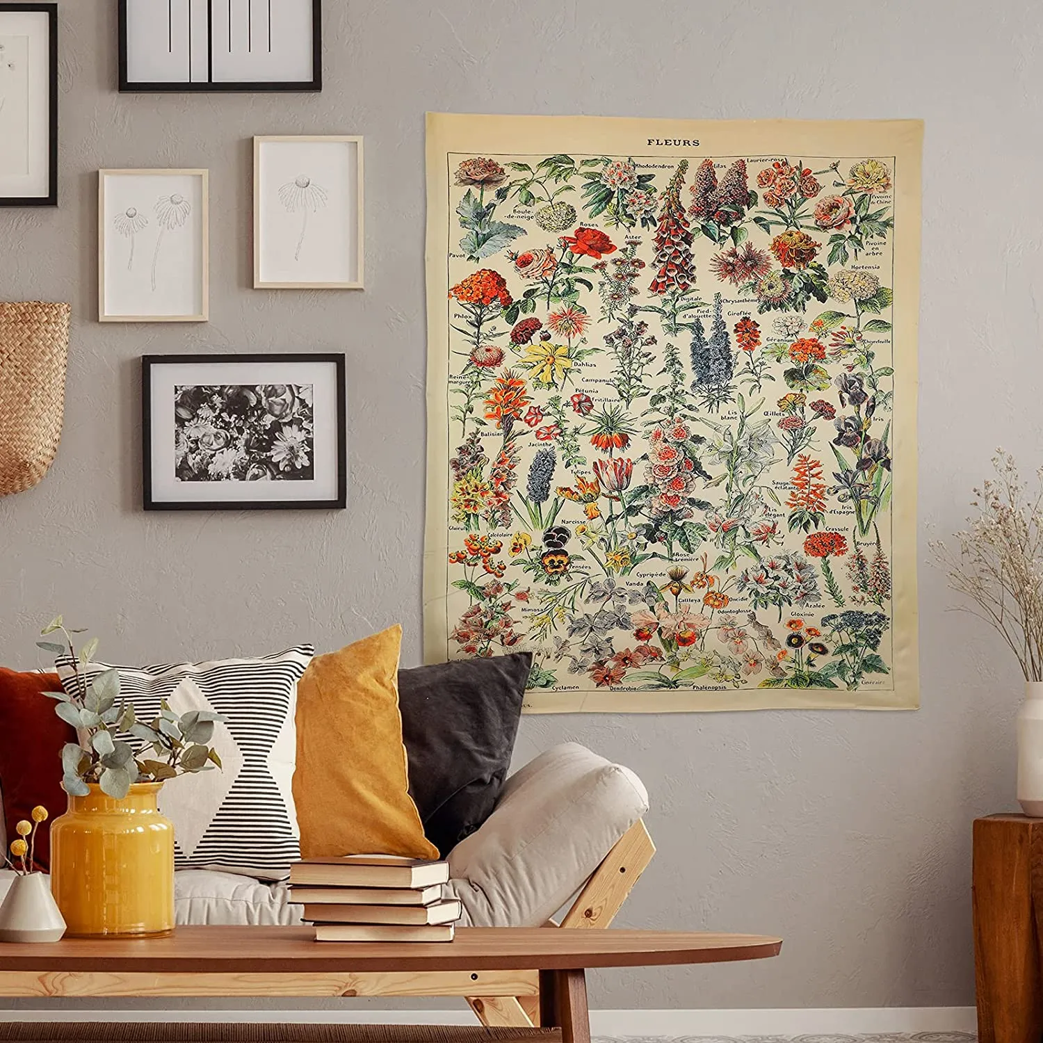 Vintage Wildflowers Tapestry