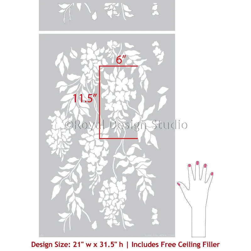 Wisteria Arbor Vine  Wall Stencil