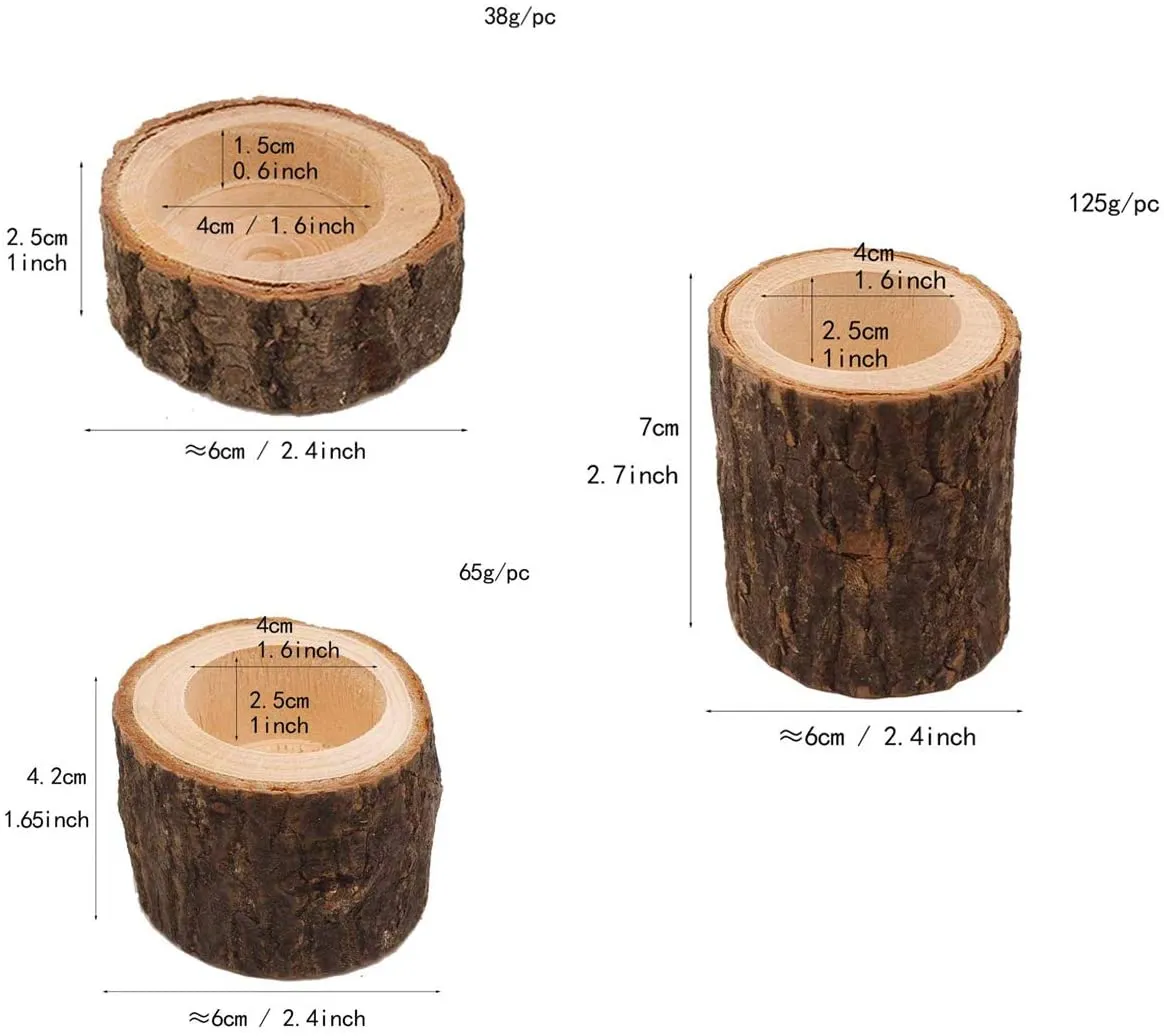 Wooden Tree Trunk Candle Holder